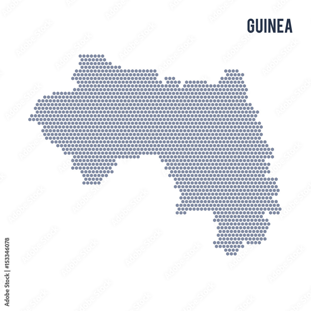 Vector hexagon map of Guinea on a white background