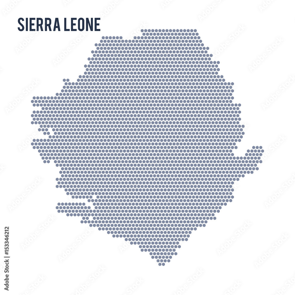 Vector hexagon map of Sierra Leone on a white background