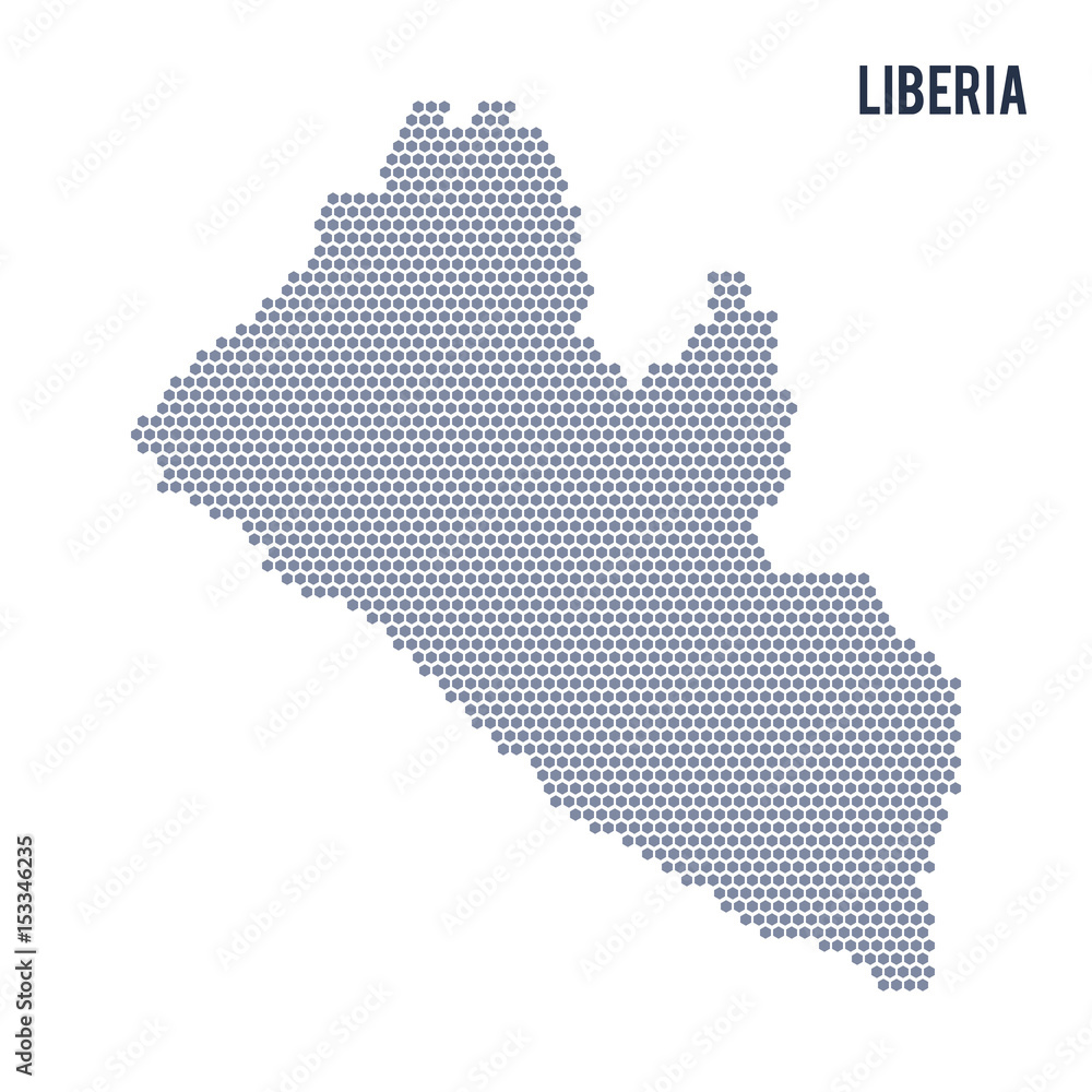 Vector hexagon map of Liberia on a white background