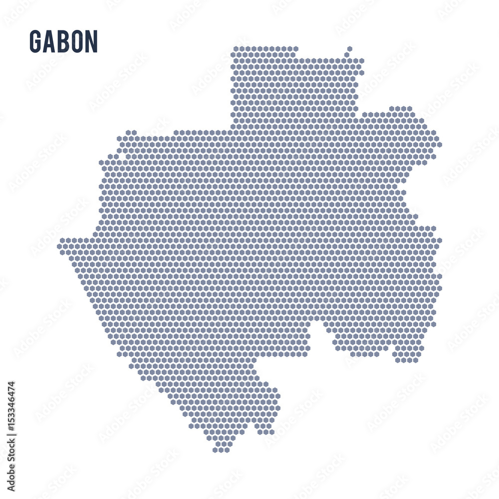 Vector hexagon map of Gabon on a white background
