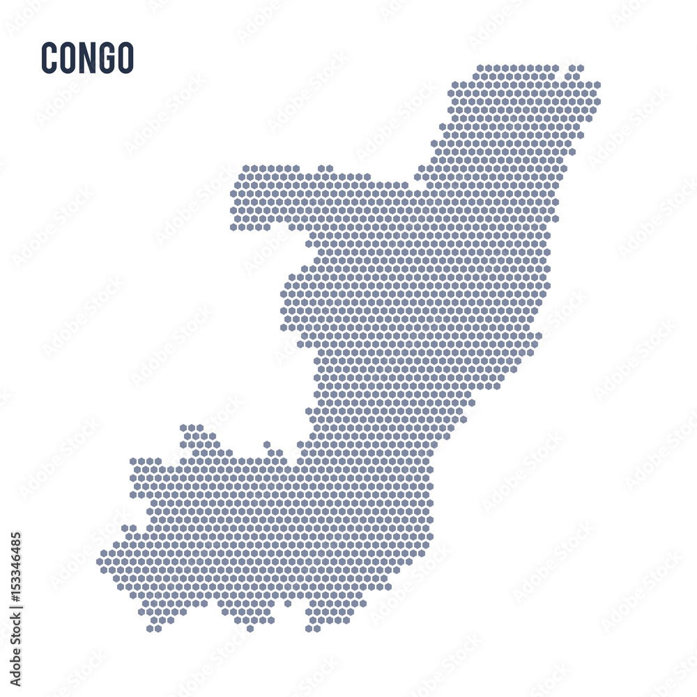 Vector hexagon map of Congo on a white background