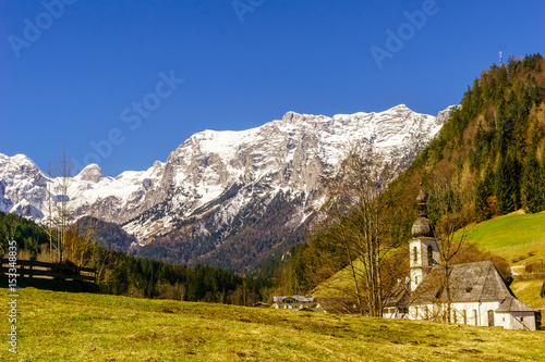 View on mountain landscape by Ramsau in Bavaria