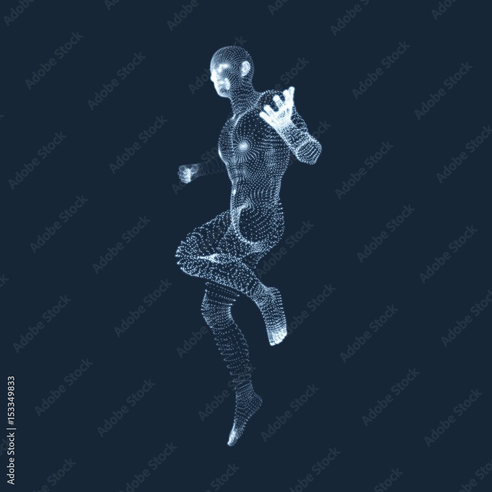 3D Model of Man. Human Body. Design Element. Vector Illustration.