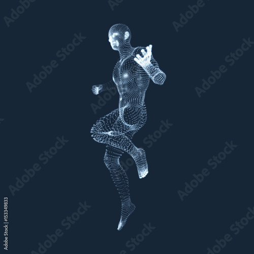 3D Model of Man. Human Body. Design Element. Vector Illustration.