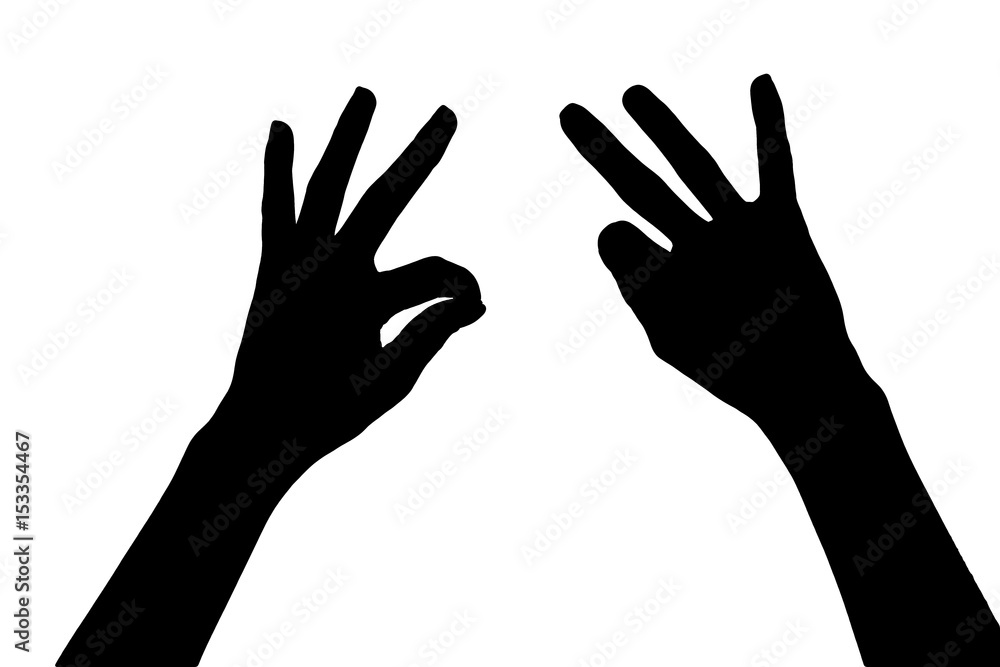 silhouette of hands isolated on white background silhouette of hands isolated on white background