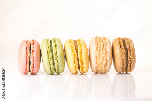 Cake macaron or macaroon isolated on white background, sweet