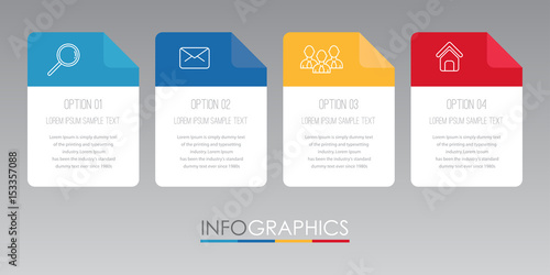 Modern Info-graphic Template for Business with four steps multi-Color design, labels design, Vector info-graphic element, Flat style vector illustration.