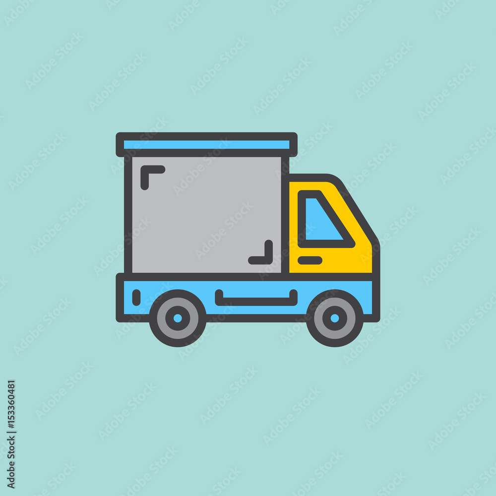 Delivery truck, lorry filled outline icon, line vector sign, flat colorful pictogram. Symbol, logo illustration. Pixel perfect Delivery truck, lorry filled outline icon, line vector sign, flat colorful pictogram. Symbol, logo illustration. Pixel perfect