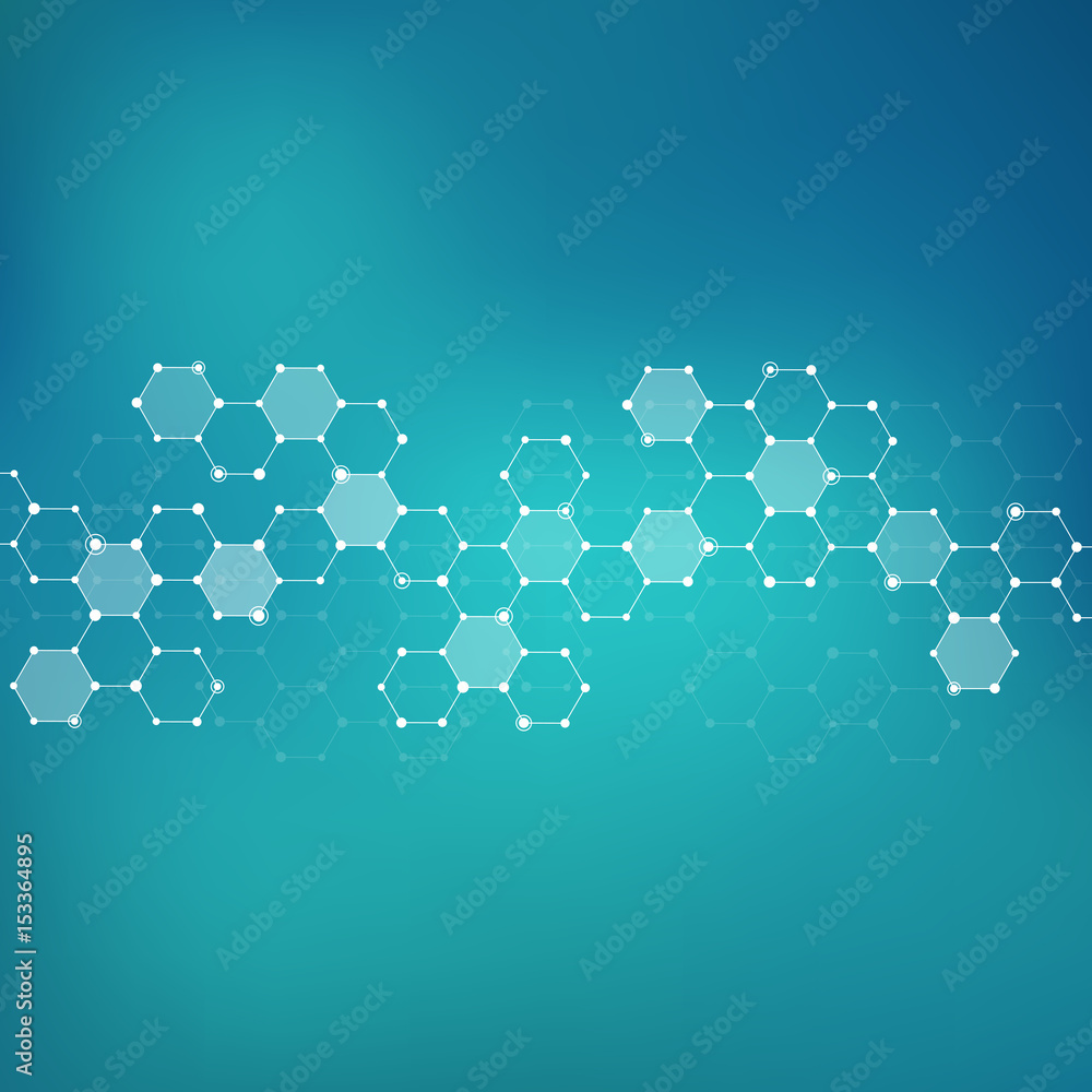 Illustration hexagonal structure molecule dna of neurons system ...