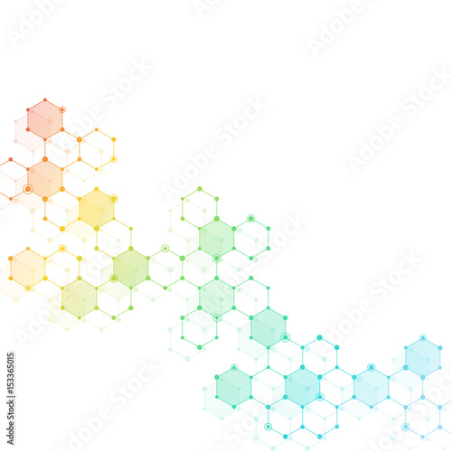 Illustration hexagonal structure molecule dna of neurons system, genetic and chemical compounds © berCheck