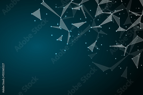Structure of molecular particles and atom. Polygonal abstract background. Technology and science concept. Illustration