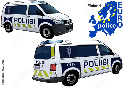 Finland Police Car - Colored Illustration from Series Euro police, Vector
