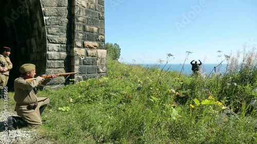 The army of the USSR. Soviet military patrol arrested the saboteur. Reconstruction of the Soviet army. Protection of railroad facilities. The TRANS-Siberian railway.