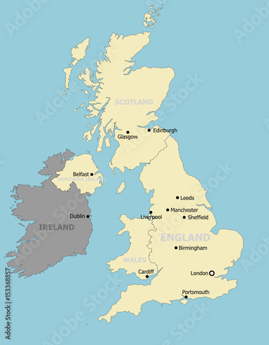 The United Kingdom main cities  distribution and position 