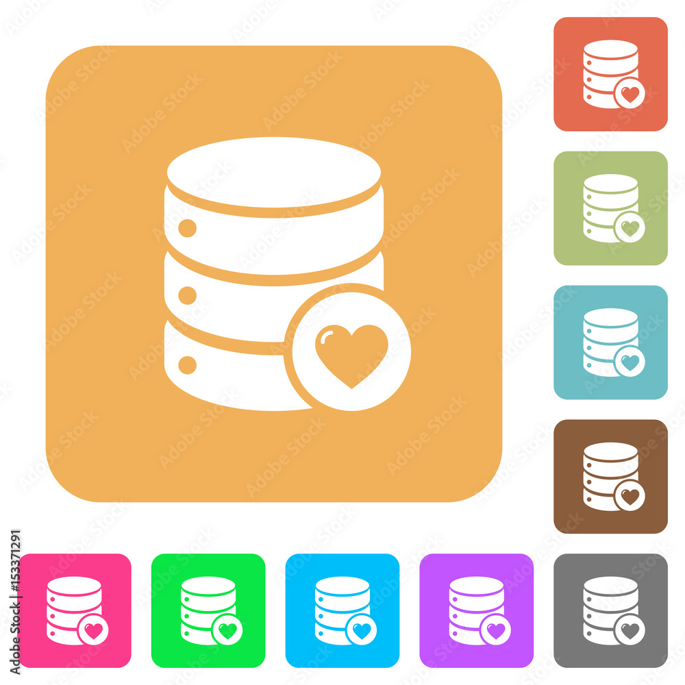 Favorite database rounded square flat icons Favorite database rounded square flat icons