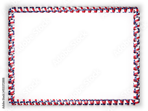 Frame and border of ribbon with the state Texas flag, USA. 3d illustration
