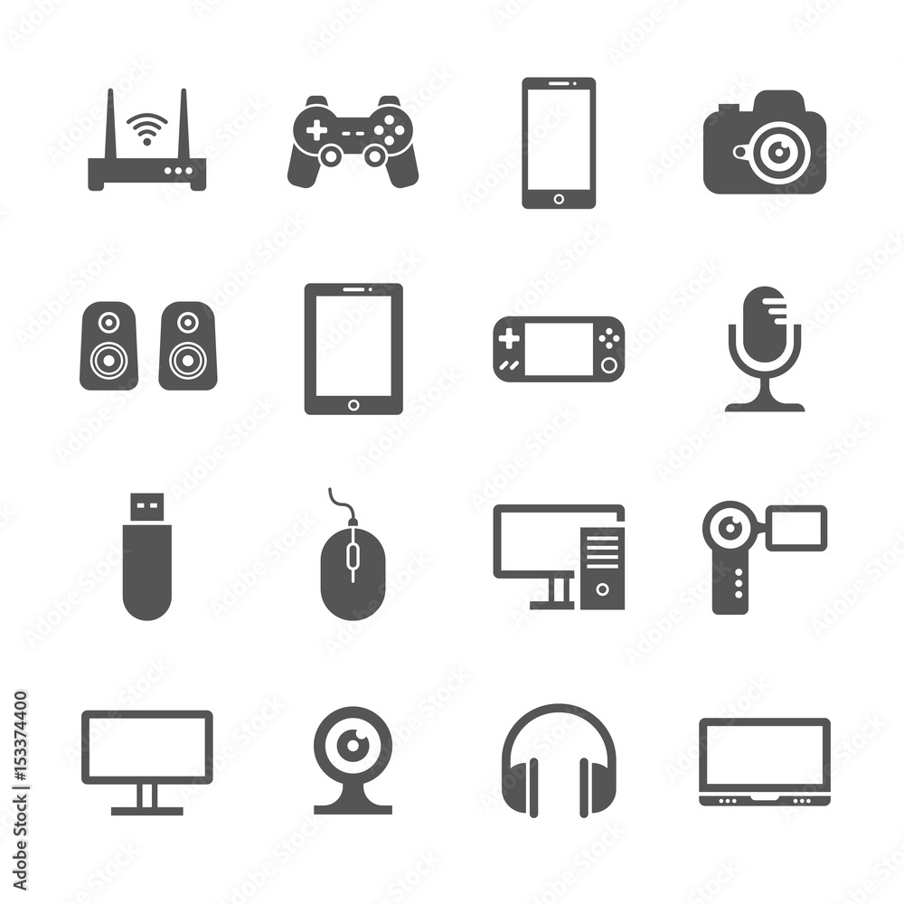Computer gadgets and handheld digital device vector icons Computer gadgets and handheld digital device vector icons