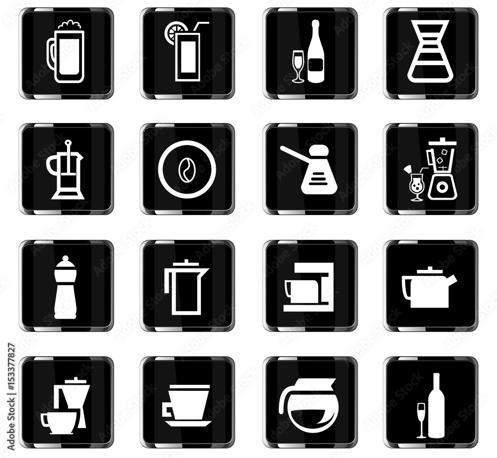 utensils for beverages icon set utensils for beverages icon set