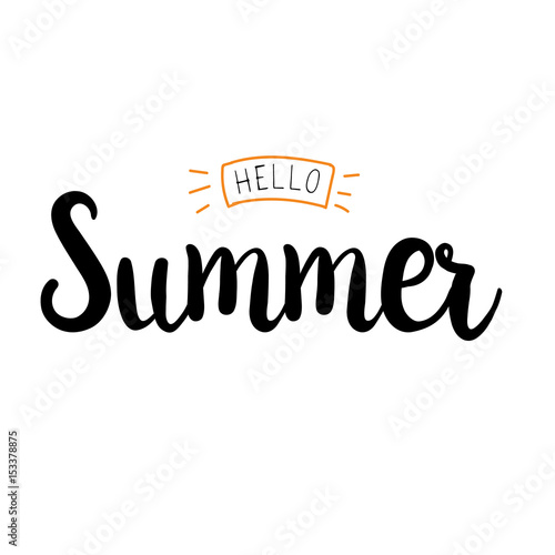 Hello Summer vector illustration, background. Hand lettering inspirational typography poster, banner.