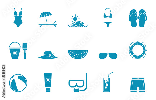 Sommer Strand Iconset - Blau
