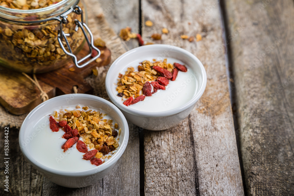 Granola in glass jar Granola in glass jar