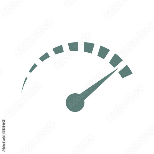 Icono plano velocimetro gris en fondo blanco