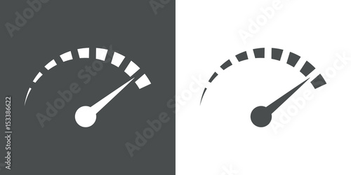 Icono plano velocimetro gris y blanco