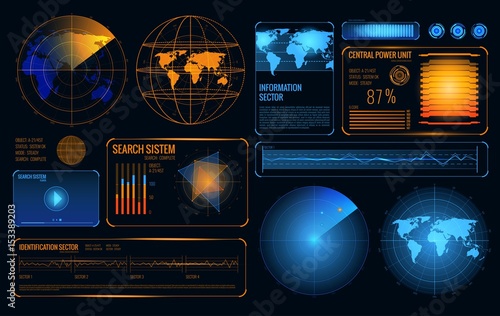 Futuristic Radar Interface Composition