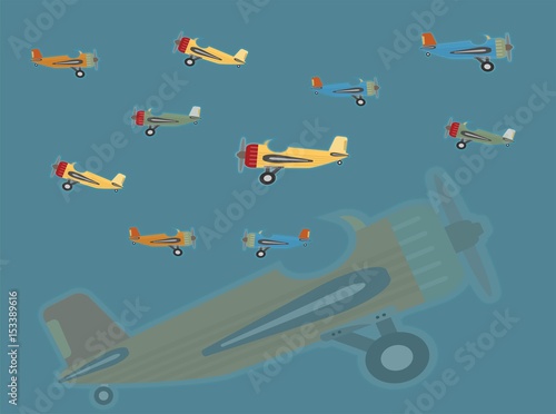 Vintage turboprop Airplane in Colour Background