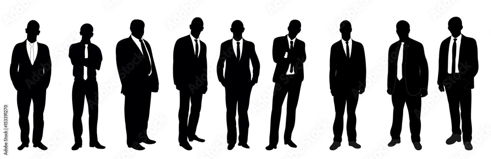Collection of black and white silhouettes man team, Collection of black and white silhouettes man team,