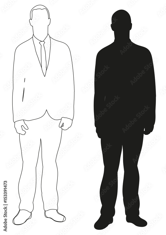 Sketch and silhouette of man Sketch and silhouette of man