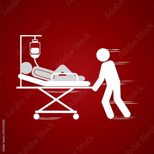 Medical Workers Moving Patient On Stretcher Vector Illustration