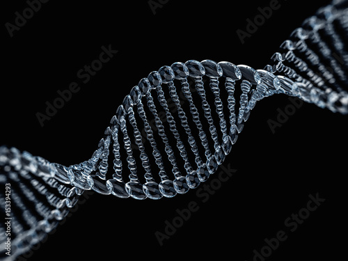 Glass dna model. 3D rendering
