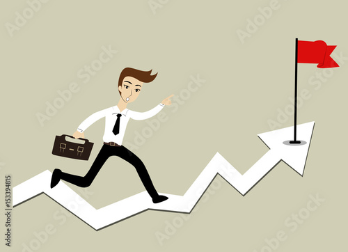 Businessman running to goal. Vector cartoon business Character