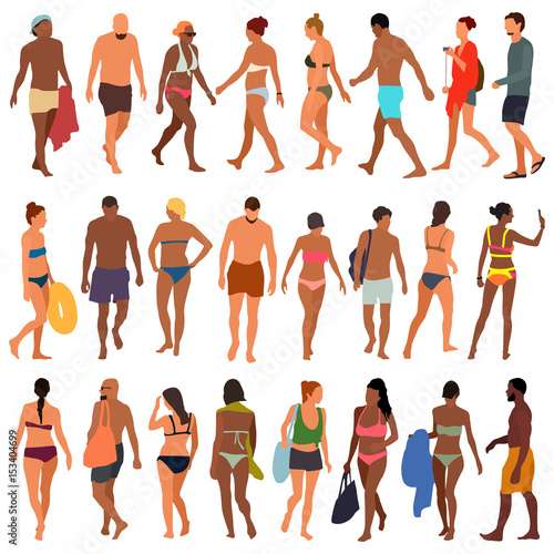 Beach people vector set 4
