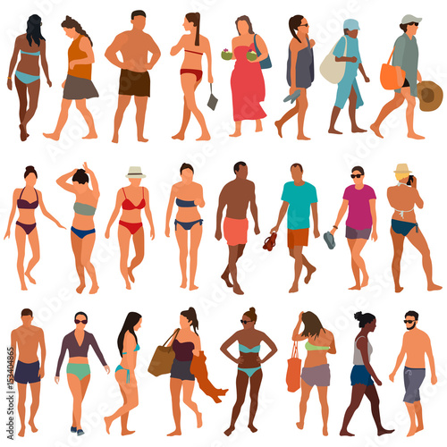 Beach people vector set 2