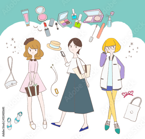 化粧品とファッション洋品と女の子のイラスト Stock Vector Adobe Stock 化粧品とファッション洋品と女の子のイラスト Stock Vector Adobe Stock