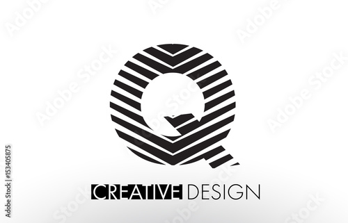 Q Lines Letter Design with Creative Elegant Zebra