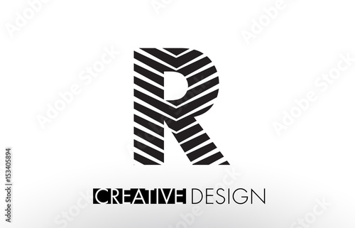 R Lines Letter Design with Creative Elegant Zebra