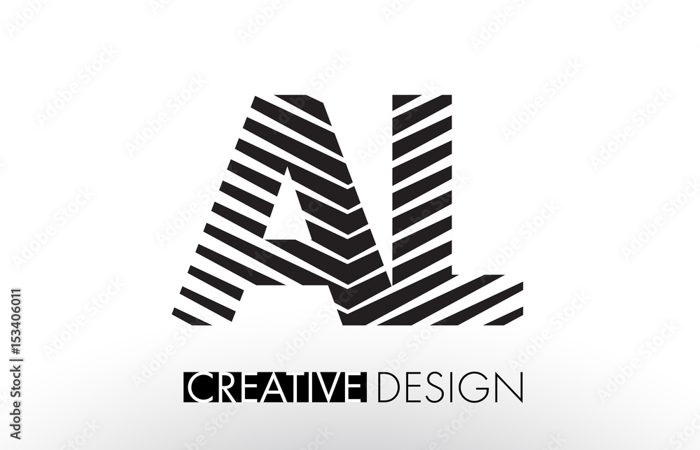 AL A L Lines Letter Design with Creative Elegant Zebra