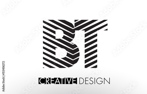 BT B T Lines Letter Design with Creative Elegant Zebra