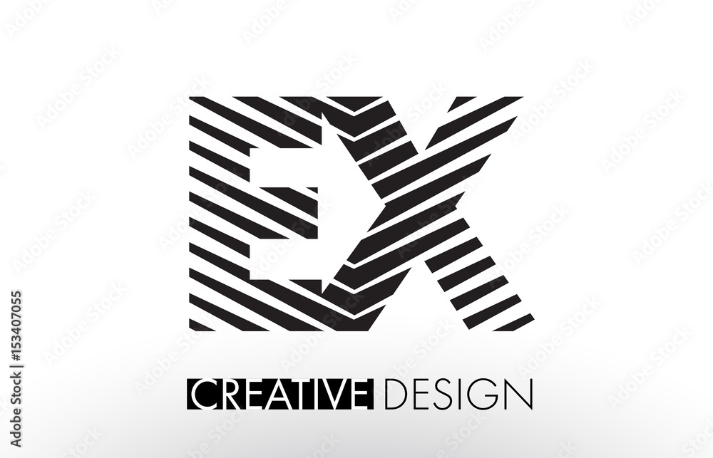 EX E X Lines Letter Design with Creative Elegant Zebra EX E X Lines Letter Design with Creative Elegant Zebra