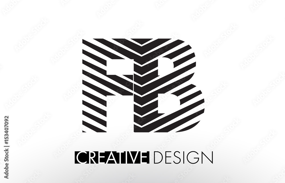 Fototapeta premium FB F B Lines Letter Design with Creative Elegant Zebra