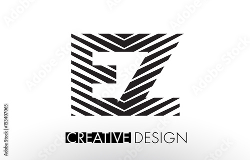 EZ E Z Lines Letter Design with Creative Elegant Zebra