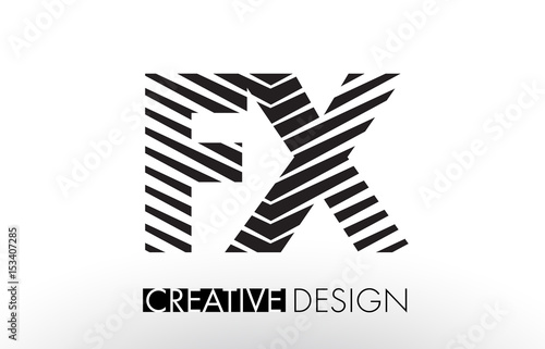 FX F X Lines Letter Design with Creative Elegant Zebra