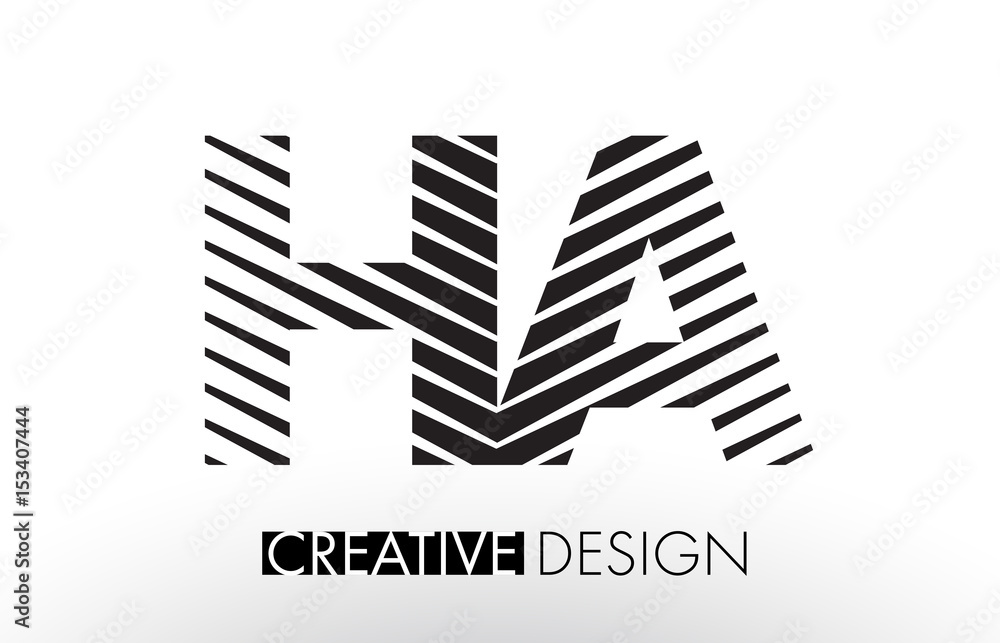 HA H A Lines Letter Design with Creative Elegant Zebra HA H A Lines Letter Design with Creative Elegant Zebra
