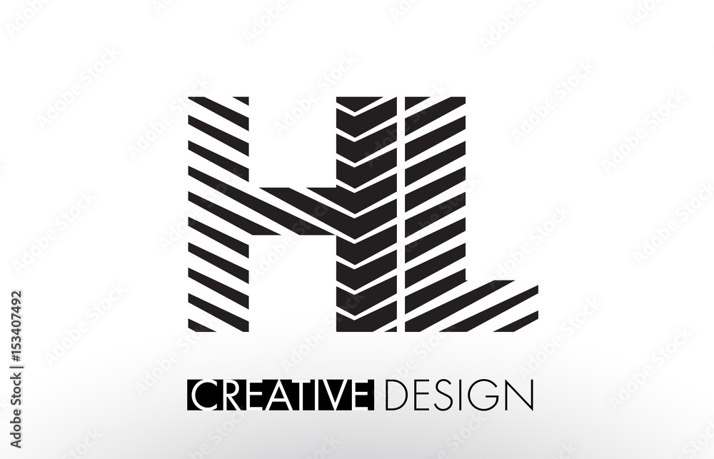 HL H L Lines Letter Design with Creative Elegant Zebra HL H L Lines Letter Design with Creative Elegant Zebra