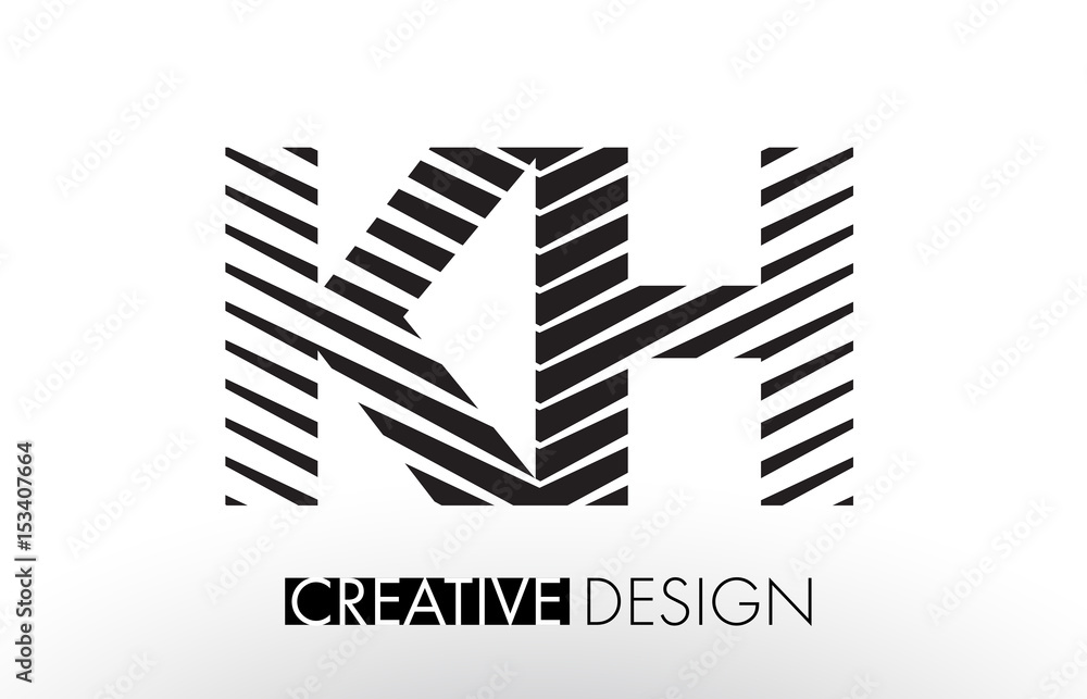 KH K H Lines Letter Design with Creative Elegant Zebra KH K H Lines Letter Design with Creative Elegant Zebra