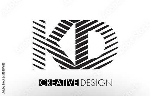 KD K D Lines Letter Design with Creative Elegant Zebra