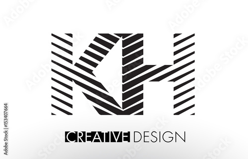 KH K H Lines Letter Design with Creative Elegant Zebra